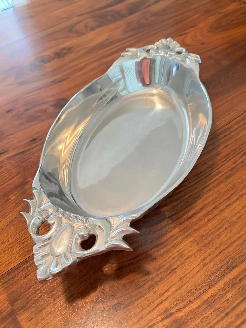 MCM Vintage Hand Made Aluminum Metal Serving Tray Platter 16